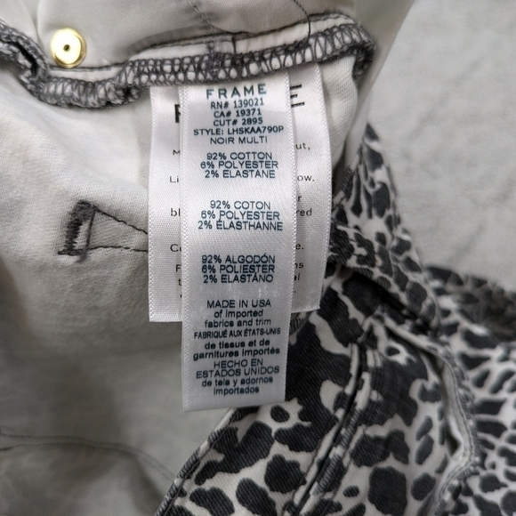 Frame Jeans Women's 27 White Black Animal Print Le High Rise Skinny 28” - Picture 8 of 9